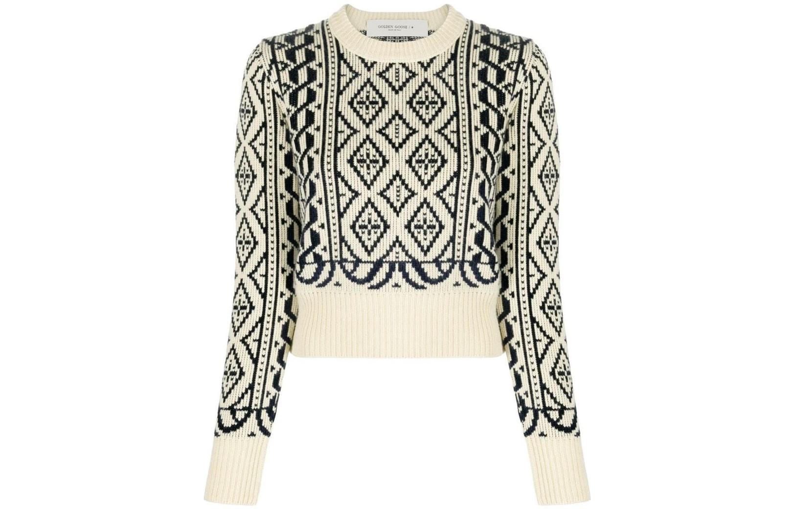 Golden Goose SS23 NEW JOURNEY COLLECTION series geometric pattern printed short sweater for women beige
