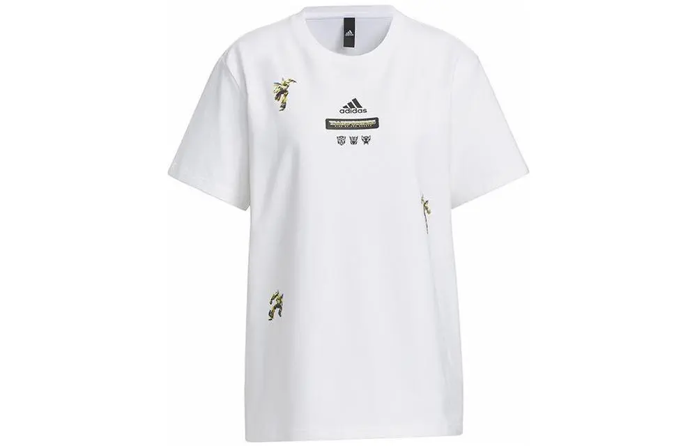 Adidas T-Shirts Women's White Crew Neck Moderate Straight Fit