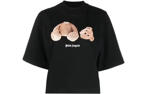 PALM ANGELS T Shirts Women's Black Crew Neck Moderate Straight Fit
