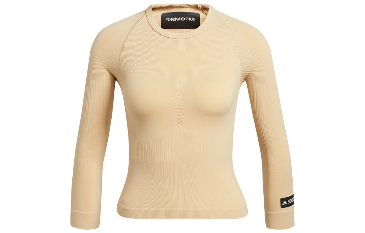 Adidas T-Shirts Women's Ecru Crew Neck Moderate