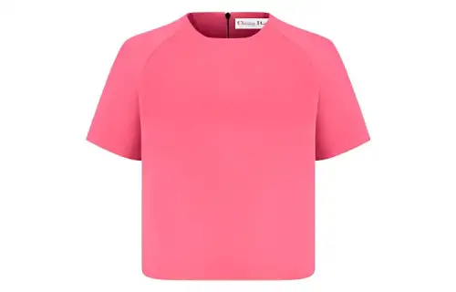 DIOR T Shirts Women's Pink Crew Neck Moderate Straight Fit