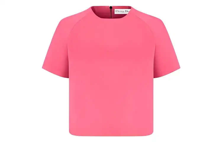 DIOR T Shirts Women's Pink Crew Neck Moderate Straight Fit