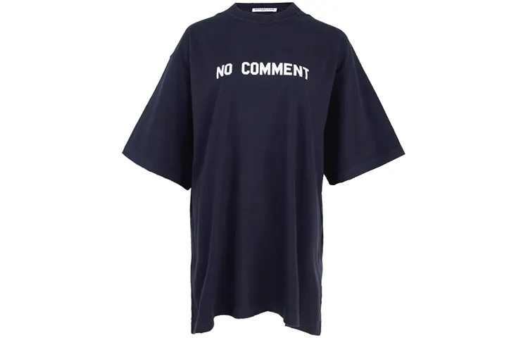 Balenciaga SS22 Drop Shoulder Sleeve T Shirt Women's Navy Blue