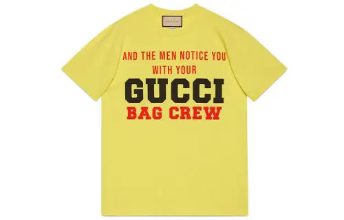 GUCCI Graphic Printed Short Sleeve T Shirt Yellow