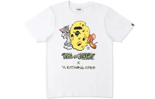 Bape X Tom And Jerry Cheese Ape Head Tee Black