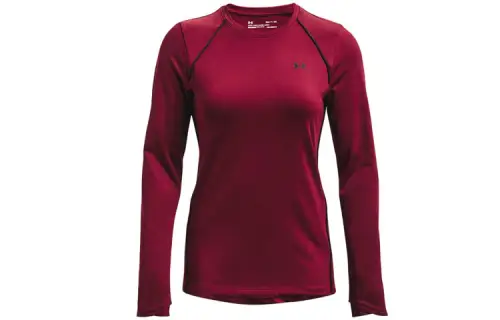 Under Armour Straight Fit Long Sleeved T Shirt Women's Dark Crimson