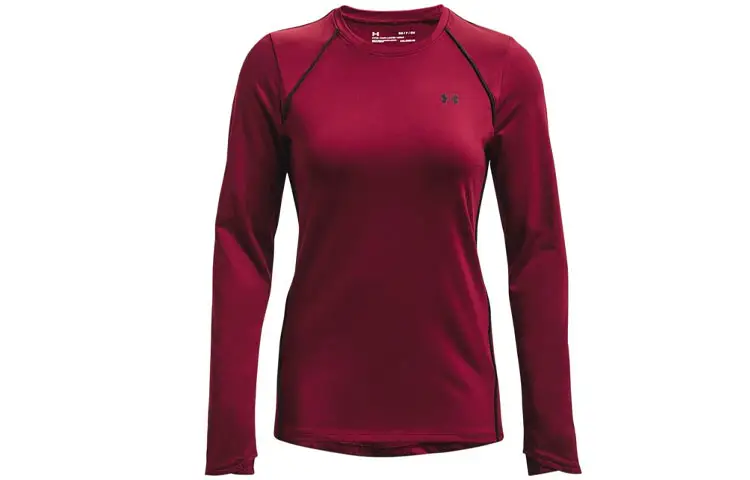 Under Armour Straight Fit Long Sleeved T Shirt Women's Dark Crimson