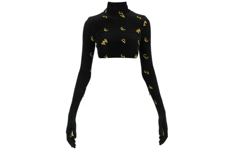 Vetements Crop Tops Women's Black Turtleneck Moderate
