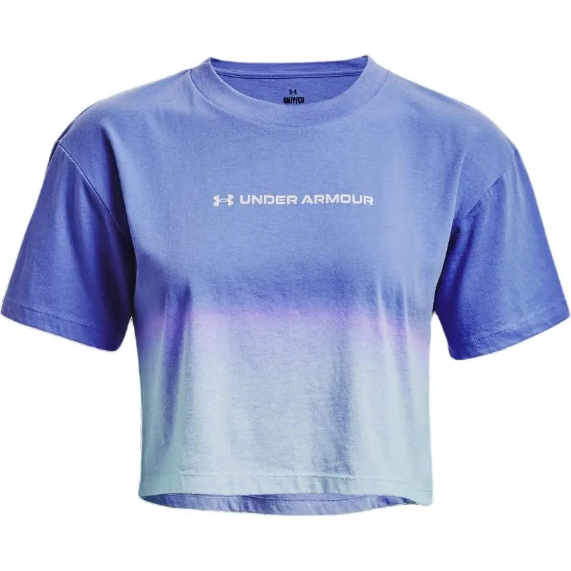 Under Armour Crop Tops Women's Baza Blue Crew Neck Moderate Straight Fit