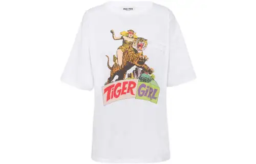 MIU MIU SS22 Drop Shoulder Sleeve T Shirt Women's White