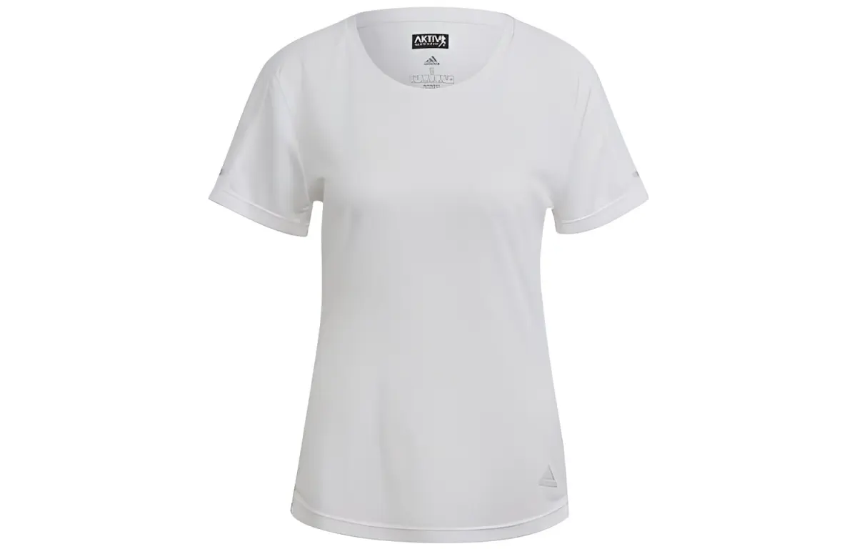 Adidas Running T-Shirts Women's White Crew Neck Moderate Straight Fit
