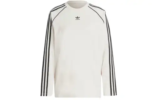 Adidas Originals Long Sleeve Long Sleeve Top T Shirts Women's Beige Crew Neck Moderate Straight Fit