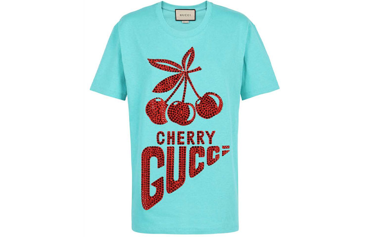 【Previous Season】crystal-embellished cherry-motif T-shirt