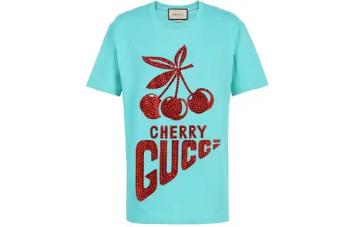 【Previous Season】crystal-embellished cherry-motif T-shirt