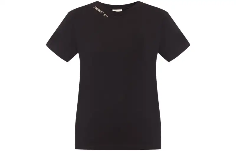 SAINT LAURENT T Shirts Women's Black Crew Neck Moderate Straight Fit