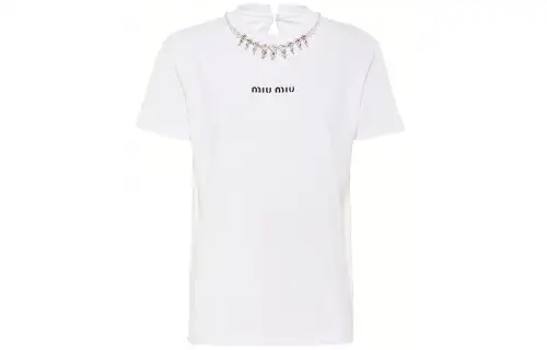 MIU MIU T Shirts Women's White Crew Neck Moderate