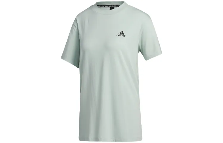 Adidas T-Shirts Women's Light Green Crew Neck Moderate Straight Fit