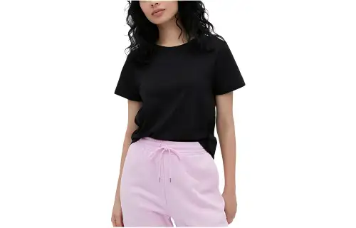 UNIQLO T Shirts Women's Black Crew Neck Thin Straight Fit