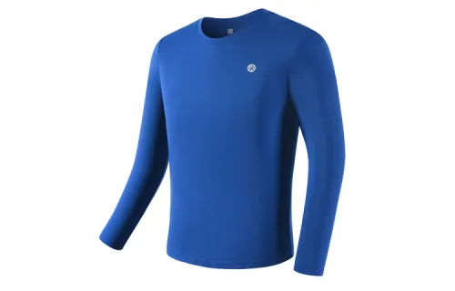 BMAI Breathable quick dry retroreflective Rubik's cube with a round collar, sports dark blue long-sleeve for training for gym, with your logo imprint, for running
