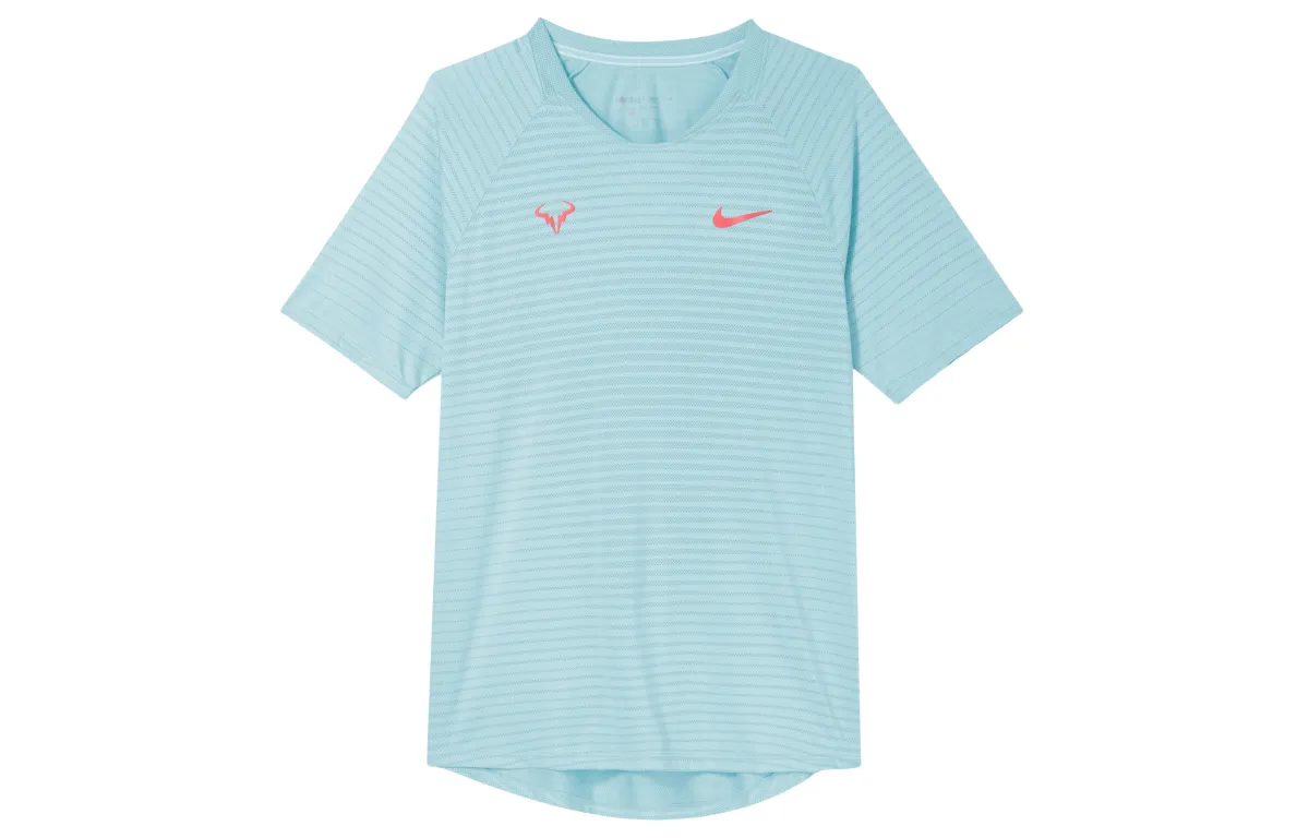 Nike Tennis Tops Men's Polar Blue/Laser Red Crew Neck Moderate