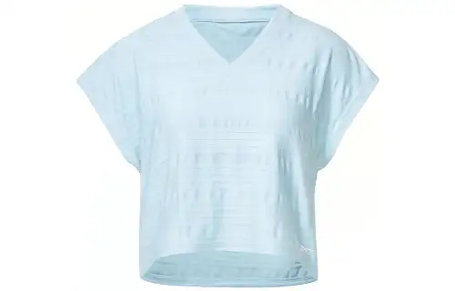 Reebok T Shirts Women's Light Blue V Neck Moderate Straight Fit