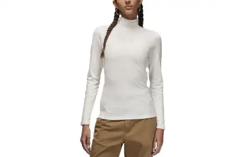 Jordan T Shirts Women's White Turtleneck Moderate Straight Fit