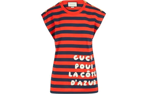 GUCCI T Shirts Women's Red Crew Neck Moderate Straight Fit