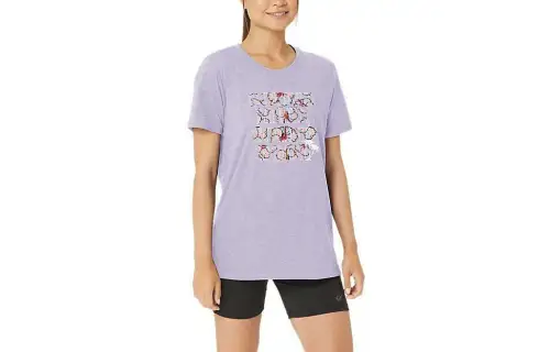 ASICS T Shirts Women's Violet Crew Neck Moderate Straight Fit