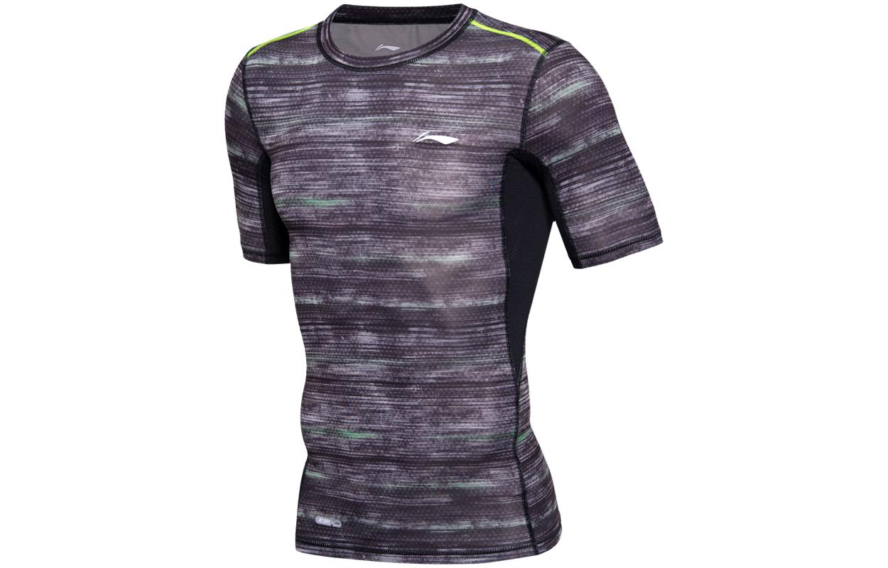 Li Ning Fitness Clothing Men's Standard Black Print Moderate Straight Fit