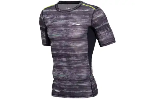 Li Ning Fitness Clothing Men's Standard Black Print Moderate Straight Fit