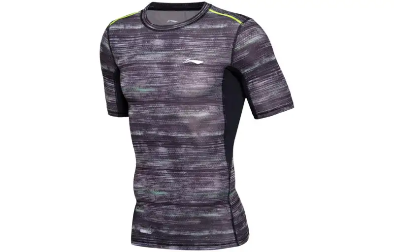 Li Ning Fitness Clothing Men's Standard Black Print Moderate Straight Fit