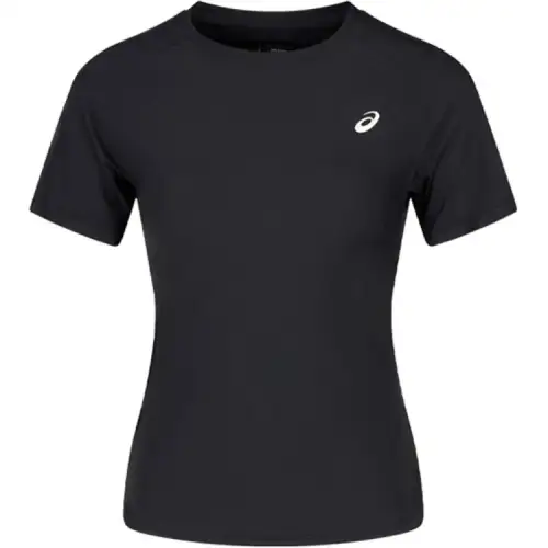 ASICS T Shirts Women's Black Crew Neck Moderate Straight Fit