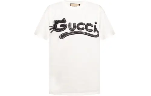 GUCCI T Shirts Women's White Crew Neck Moderate Straight Fit