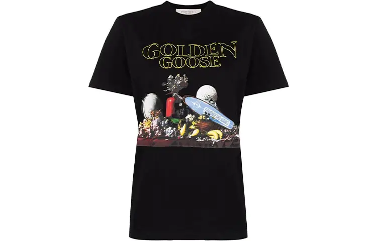 Golden Goose T Shirts Women's Black Crew Neck Moderate