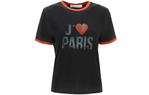 DIOR Quarterly New Products T Shirts Women's Black Crew Neck Moderate