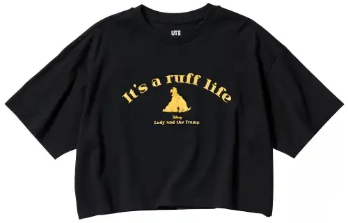 UNIQLO Crop Tops Women's Black Crew Neck Moderate