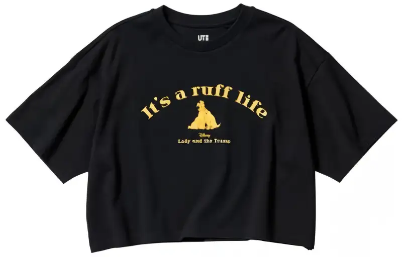 UNIQLO Crop Tops Women's Black Crew Neck Moderate