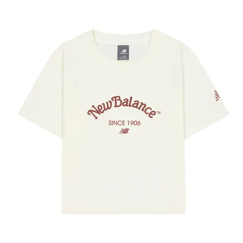 New Balance Drop Shoulder Sleeve T Shirt Women's Ivory White