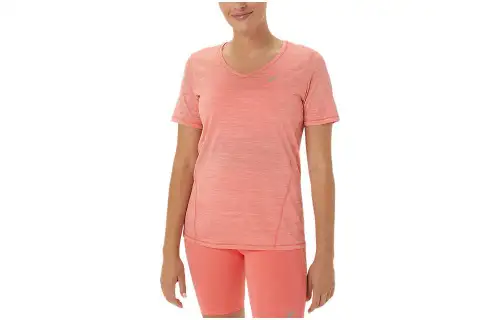 ASICS T Shirts Women's Papaya V Neck Moderate Straight Fit