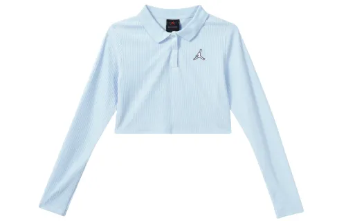 Jordan Crop Tops Women's Ice Blue Polo Collar Moderate