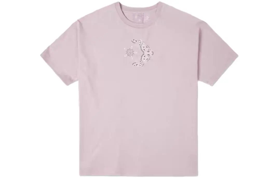 Converse T-Shirts Women's Pink Crew Neck Moderate Straight Fit