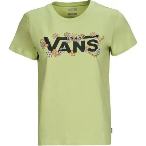 Vans T Shirts Women's Green Crew Neck Moderate Straight Fit