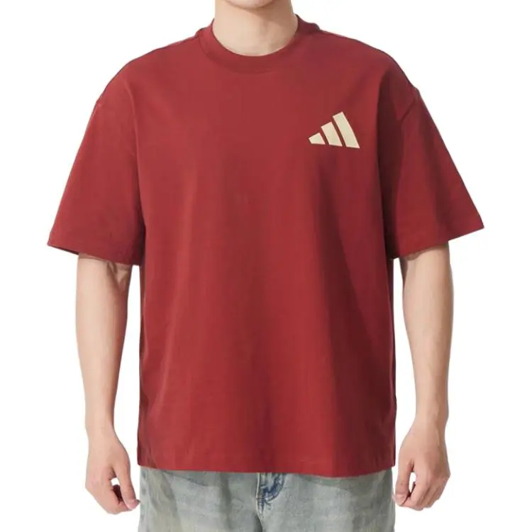 Adidas T-Shirts Unisex Red Crew Neck Moderate Straight Fit