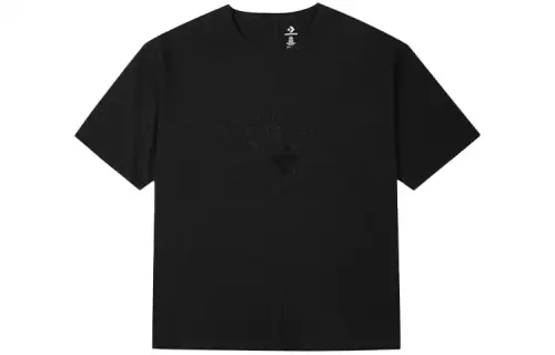Converse T Shirts Women's Black Crew Neck Moderate Straight Fit