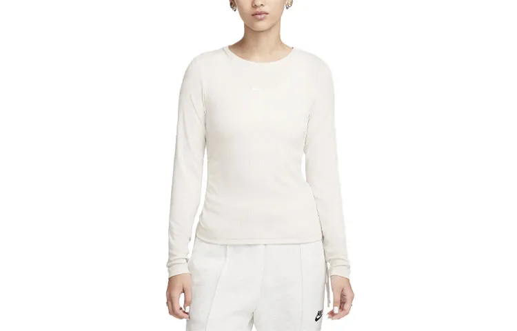 Nike T-Shirts Women's White Crew Neck Moderate Straight Fit