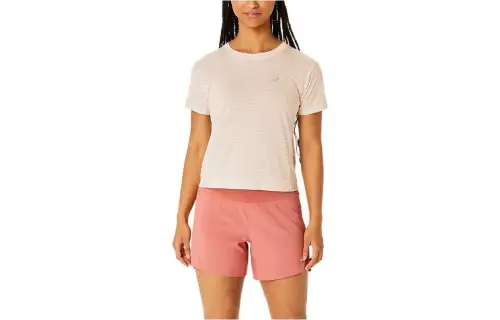 ASICS T Shirts Women's Light Apricot Crew Neck Moderate Straight Fit