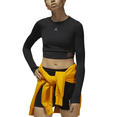 Jordan Sport Crop Tops Women's Black Crew Neck Moderate