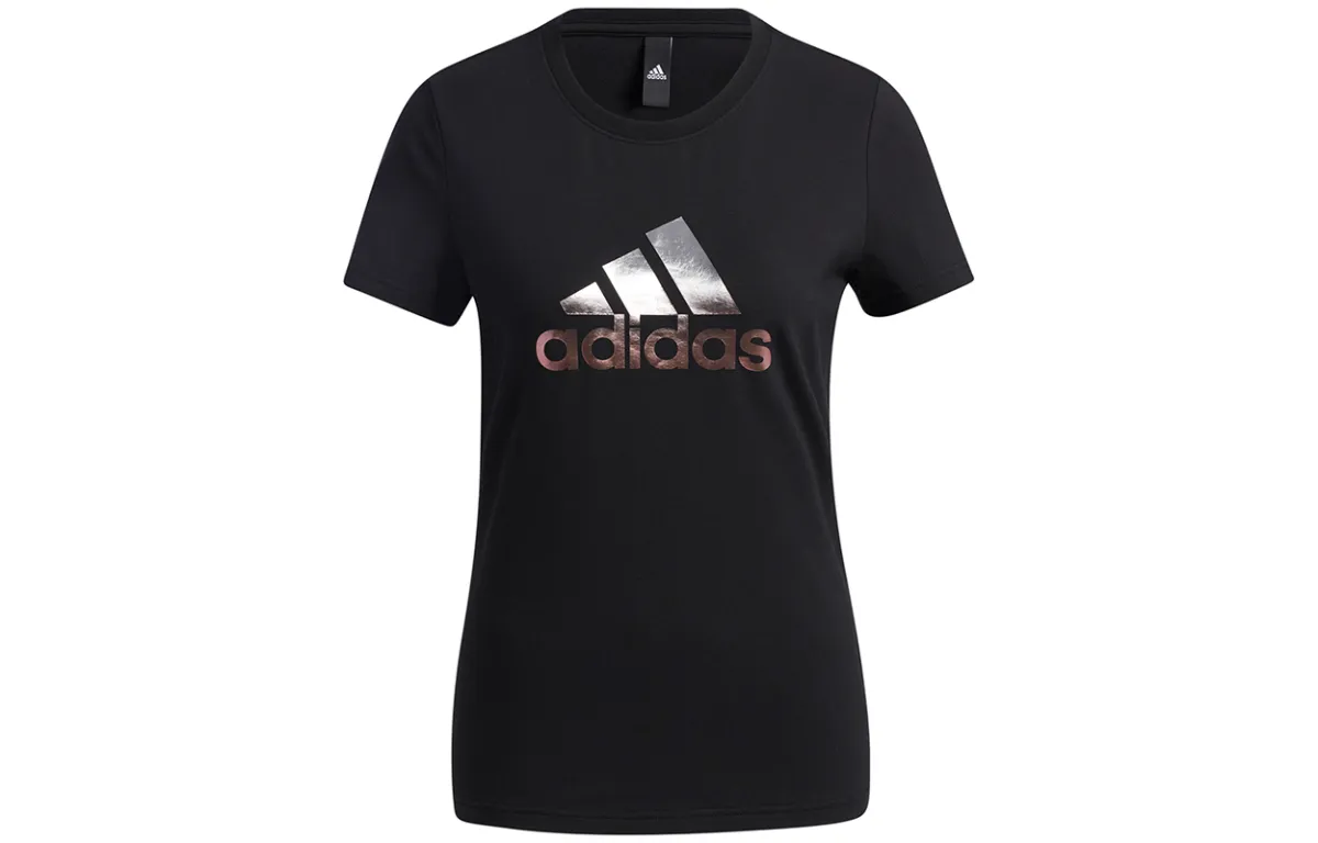 Adidas T-Shirts Women's Black Crew Neck Moderate Straight Fit