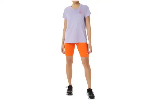 ASICS FUJITRAIL T Shirts Women's Purple Crew Neck Moderate Other