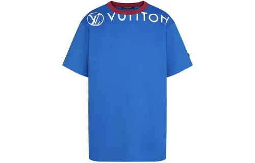 LOUIS VUITTON New Quarterly Products Of LV T Shirts Women's Blue Crew Neck Moderate